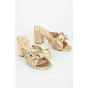 New Lulus Dorothea Gold Knotted High Heel Sandals Size 8